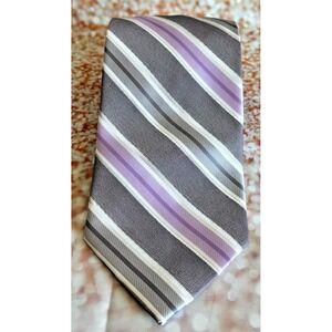 Valerio Garati Hand-made Tie‎ Woven Stripes Gray Lavender Wedding, office, suit